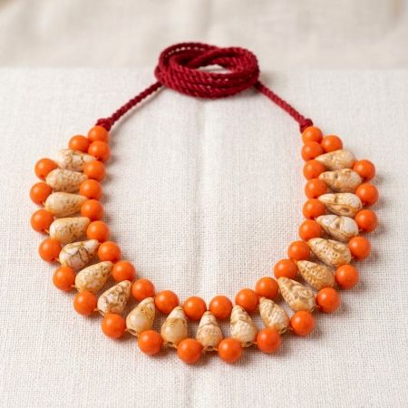 Handmade Jewelry Drop Bead Orange Necklace